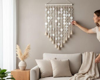 Capiz Shell Wall Hanging for bedroom decor: handmade wall art, custom gift