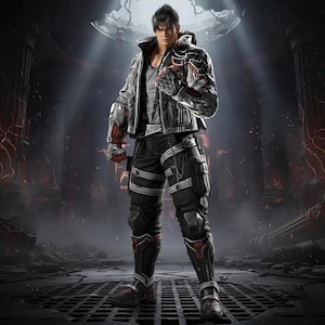 Handmade Tekken 8 Jin Kazama Leather Jacket With Hood | Halloween Fighting Game Costume | Men&#39;s Cosplay Biker Costume | Anime Streetwear