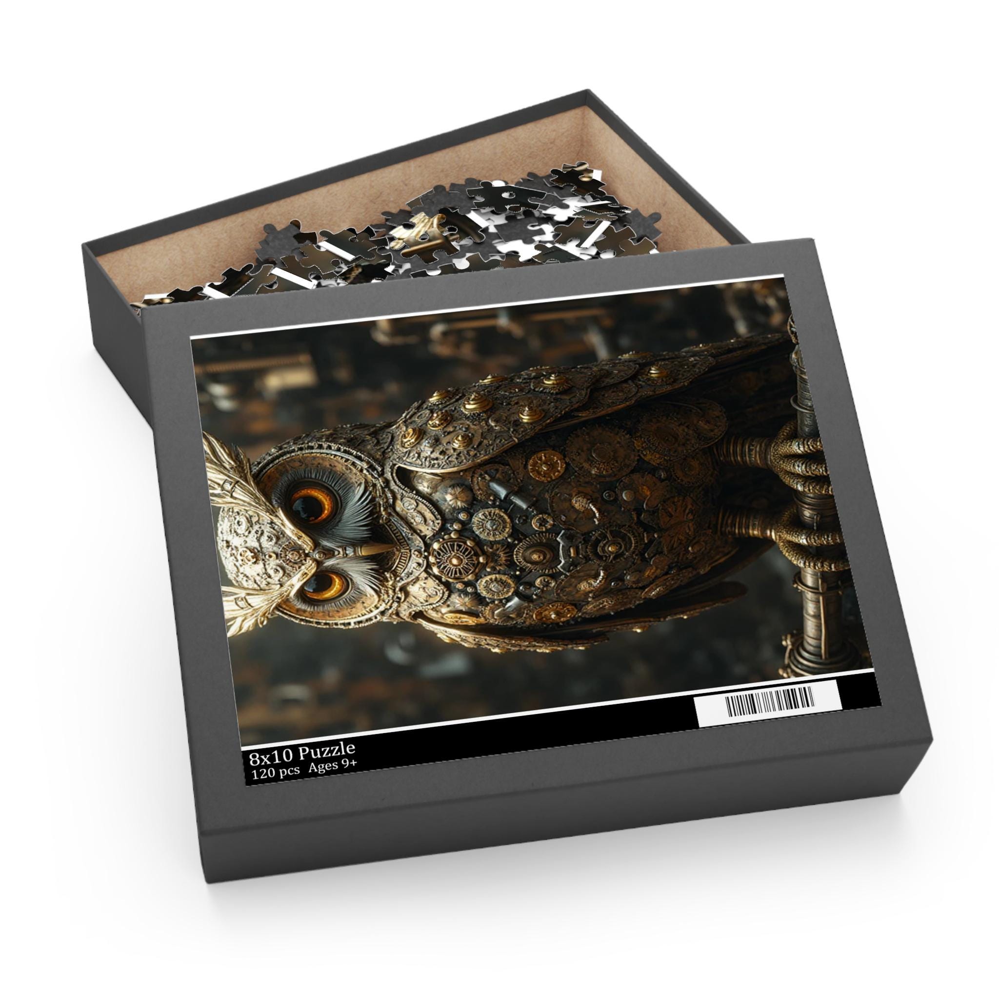 Steampunk Owl Puzzle – Mechanical Art Jigsaw | Vintage Steampunk Decor, Unique Gift for Owl Lo