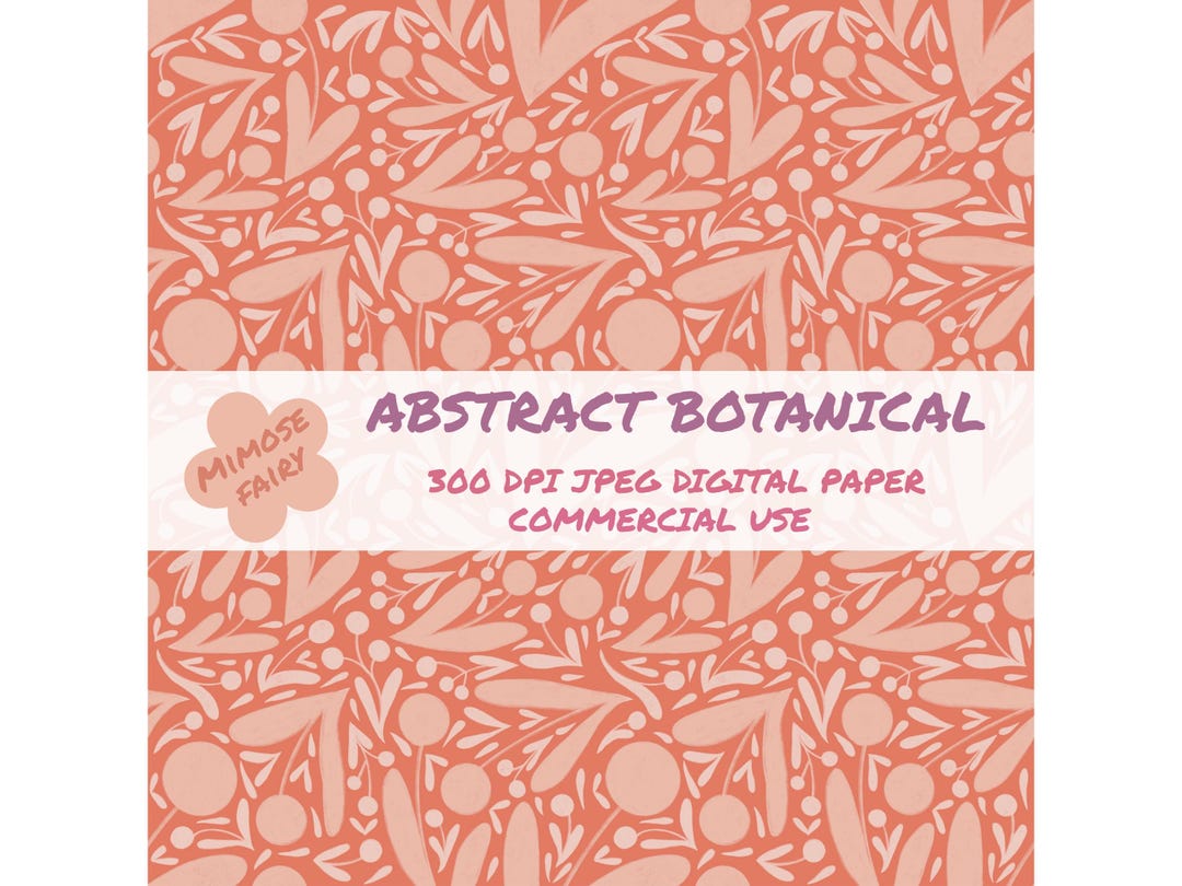 Pink Abstract Botanical Repeat Seamless Pattern JPEG Botanical Hand ...