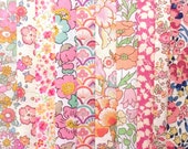 10 Liberty Tana Lawn fabric PIECES - each minimum 5 39 39 x 5 39 39 - PEACHY PINKS
