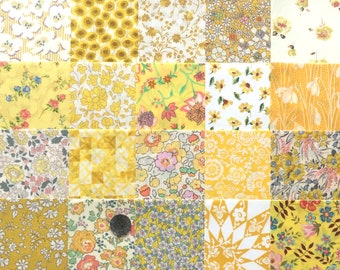 20 Liberty Lawn fabric 5'' Charm SQUARES - 'Yellows #2'