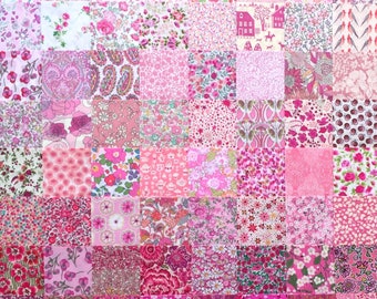 40 Liberty Lawn fabric 2.5'' Charm Squares - 'PINKS' #28' - 20 different prints, 2 of each print