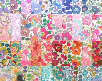 40 Liberty Lawn fabric 2.5'' Charm Squares - 'BETSY' #15 - 20 different colours