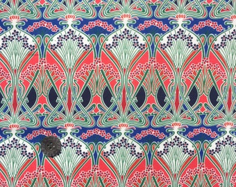Liberty Tana Lawn fabric 'Ianthe' - 16" wide x 19" (42cm x 48cm) - red, blue, green, ivory
