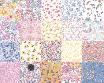 20 Liberty Lawn fabric PIECES - each minimum 5'' x 5''  - 'PRETTY PASTELS' #2