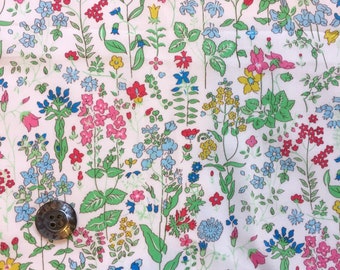 Liberty Tana Lawn fabric 'Field Flowers' - 16" wide x 18" (42cm x 48cm) - bright green, white background