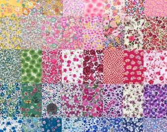 20 Liberty Lawn fabric PIECES - each minimum 5'' x 5''  - 'TINY FLORALS' #18