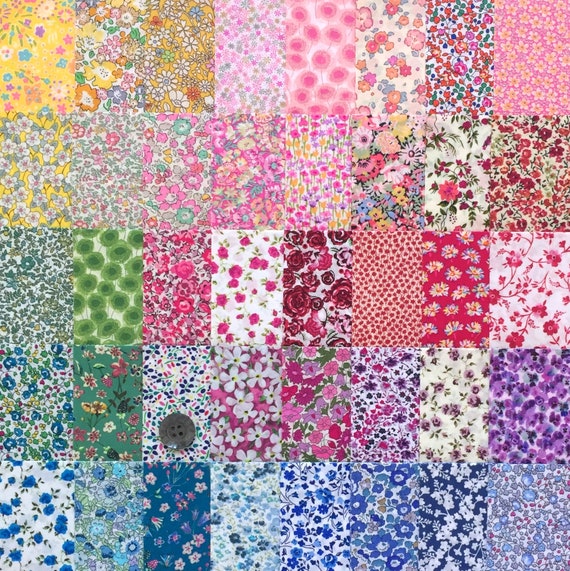 20 Liberty Lawn fabric PIECES - each minimum 5'' x 5''  - 'TINY FLORALS' #18