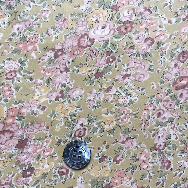 Tissu Liberty Tana Lawn 100% Coton - Dessin Rare Fleuri Carreaux, 1m X 138cm, Marron/prune/rose, Neuf Au Mètre