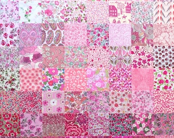 20 Liberty Lawn fabric 5'' Charm SQUARES - 'Pinks #10'