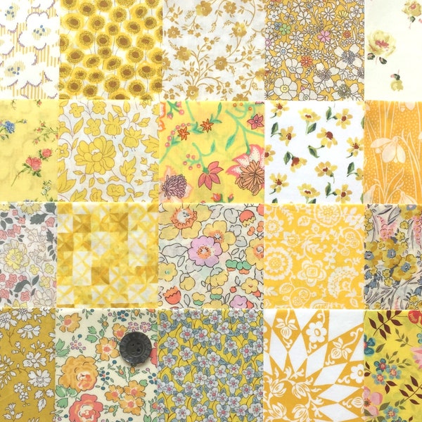 20 Liberty Lawn fabric PIECES - each minimum 5'' x 5''  - 'YELLOWS' #2