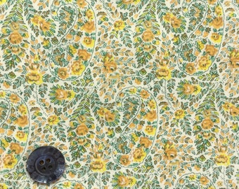 Vintage Liberty Tana Lawn fabric, paisley - 34" (86cm) wide x 8" (20cm) increments - yellow, green