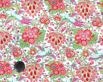 Liberty Tana Lawn fabric 'Dante' - 16" wide x 19" (42cm x 48cm) - Limited Edition reprint - pink, red, lime green