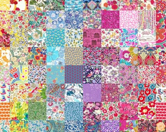 40 Tissu Liberty Lawn 2.5'' Charm Squares - 'LUCKY DIP' - tous différents