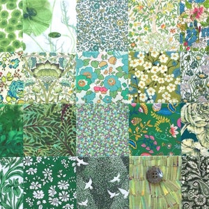 20 Liberty Lawn fabric 5'' Charm SQUARES - 'Greens #26'