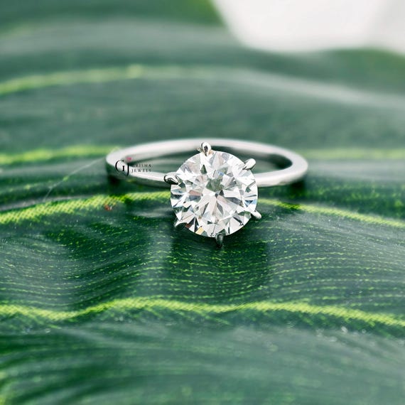 2カラットラウンドカットラボグロウンダイヤモンドエンゲージリング 