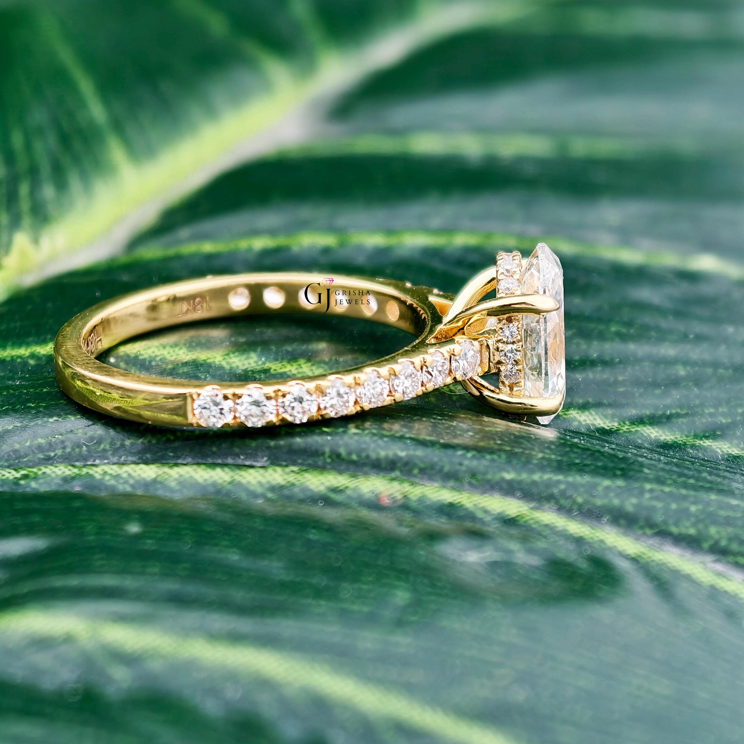 2.00ct -VS1 イェローオーバルカットラボグロウンダイヤモンド婚約指輪