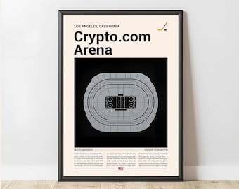 Crypto.comアリーナスタジアムプリント、ミッドセンチュリーモダンホッケーポスター、スポーツベッドルームポスター、ミニマリストオフィスウォールアート