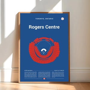 Toronto Blue Jays Poster, Rogers Centre Stadium Print, Mid Century Modern Baseball Poster, Sports Bedroom Poster, Minimalist Office Wall Art