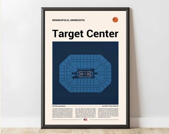 Target Center Print, Mid Century Modern Basketball Poster, Sports Bedroom Poster, Minimalist Office Wall Art