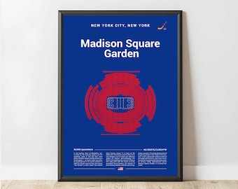 Madison Square Garden Print, Mid Century Modern Hockey Poster, Sports Bedroom Posters, Minimalist Office Wall Art
