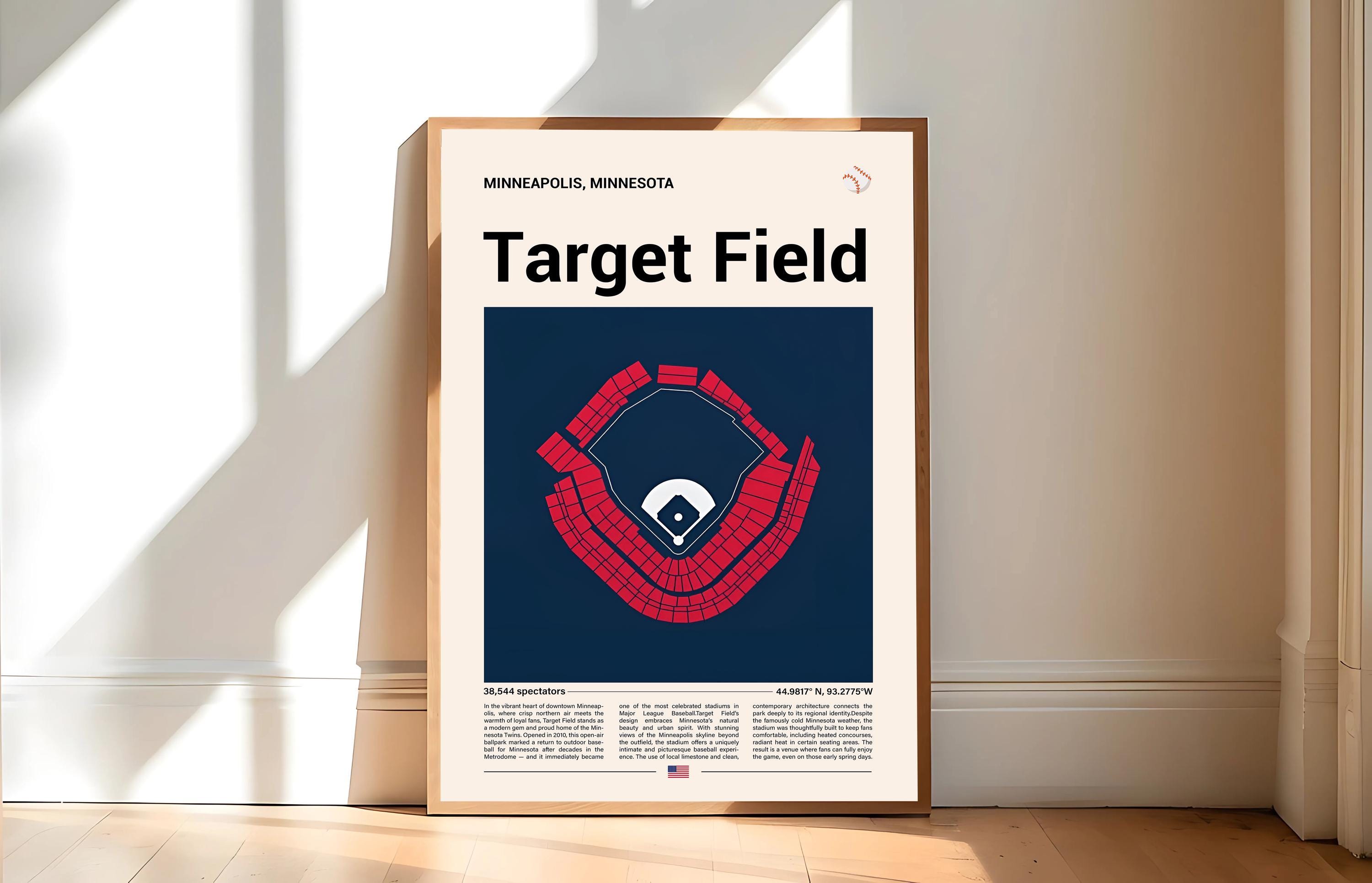 Target Field Stadium Print, Mid Century Modern Baseball Poster, Sports ...