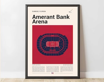 Amerant Bank Arena Print, Stadium Arena Print Poster, Mid Century Modern Hockey Poster, Sport Bedroom Posters, Minimalist Office Wall