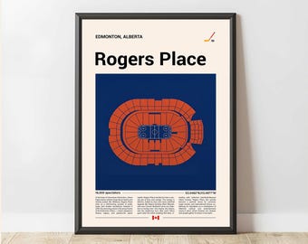 Rogers Place Stadium Print, Stadium Poster, Mid Century Modern Hockey Poster, Sports Bedroom Posters, Minimalist Office Wall Art