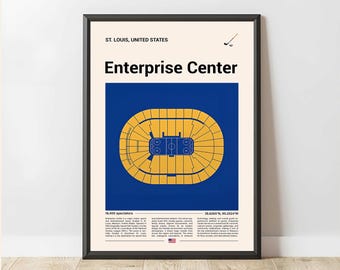 Enterprise Center Stadium Print, Stadium Arena Print Poster, Mid Century Modern Hockey Poster, Sport Bedroom Posters, Minimalist Office Wall