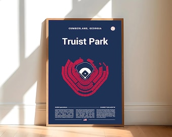 Truist Park Stadium Poster, Stadium Gift Poster, Mid Century Modern Baseball Poster, Sport Bedroom Decor, Minimalist Office Wall Art