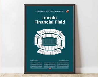 Lincoln Financial Field Stadium Print, Mid Century Modern Football Art, Bedroom Art, Minimalist Office Wall Art