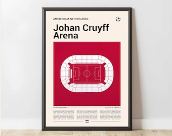 Stade Cruyff Arena, impression stade de football, affiche du stade, affiche cadeau, affiche de football du stade, art mural sport, cadeau de fan de football