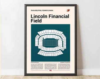 Lincoln Financial Field Stadium Print, Mid Century Modern Football Art, Bedroom Art, Minimalist Office Wall Art