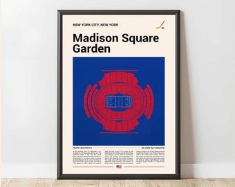 Madison Square Garden Print,Stadium Arena Print Poster, Mid Century Modern Hockey Poster, Sport Bedroom Posters, Minimalist Office Wall