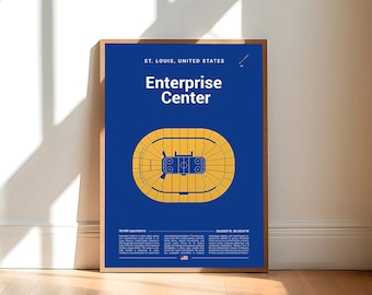 Enterprise Center Stadium Print, Mid Century Modern Hockey Poster, Sport Bedroom Posters, Minimalist Office Wall Art