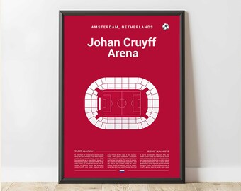 Pôster do Estádio Cruyff Arena, Impressão de Estádio de Futebol, Pôster de Estádio, Pôster para Presente, Pôster de Futebol de Estádio, Arte de Parede Esportiva, Presente para Fã de Futebol