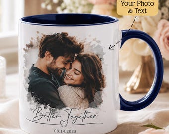 Taza personalizada con foto y texto, taza de café de cerámica personalizada, 11 oz o 15 oz.