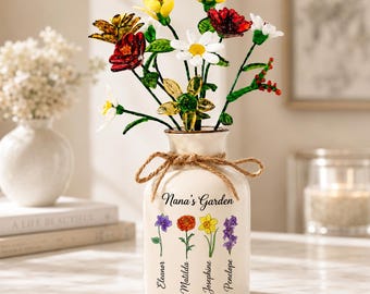 Personalized Grandma’s Garden Vase, Custom Birth Flower Vase, Mom’s Garden Gift, Gift for Nana from Grandkids, Mother’s Day Vase