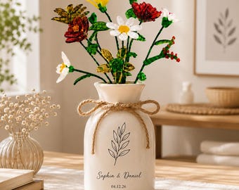 Personalized Wedding Vase, Custom Couple Name & Date Flower Vase, Engagement Gift for Newlyweds, Anniversary Keepsake, Bridal Shower Gift