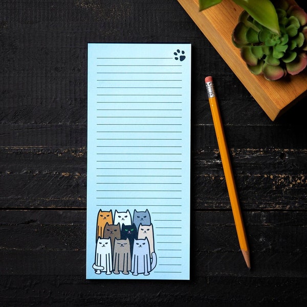 Cat Grocery List Pad for Fridge - Notepad for Refrigerator - Notepad with Magnet - Fridge Notepad