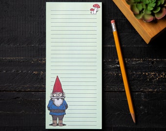 Garden Gnome Grocery List Pad for Fridge - Gnome Notepad for Refrigerator - Notepad with Magnet - Fridge Notepad