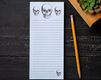 Skull Grocery List Pad for Fridge - Notepad for Refrigerator - Notepad with Magnet - Fridge Notepad