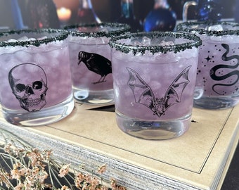 Halloween Whiskey Glasses - Set of 4 - Grim Rocks Glasses