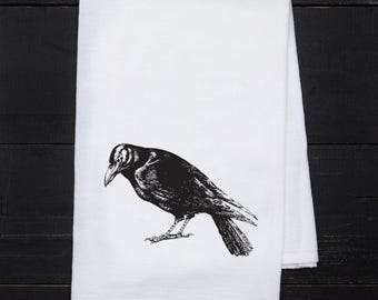 Slightly Irregular Crow Flour Sack Tea Towel