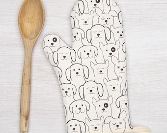 Dog Print Oven Mitt: Heat Resistant Kitchen Decor, Pet Lover Gift