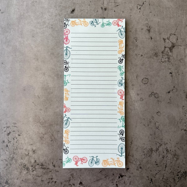 Bicycle Grocery List Pad for Fridge - Notepad for Refrigerator - Notepad with Magnet - Fridge Notepad