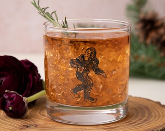 Bigfoot Whiskey Glass - Sasquatch Rocks Glass - Gifts for Him