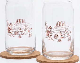 Vaso de cerveza con diseño de lata de cerveza con temática del desierto, arte natural (16 oz, apto para lavavajillas)