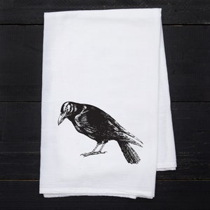 Crow Flour Sack Tea Towel - Raven Kitchen Towel